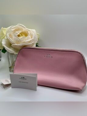 Coach Crossgrain Leather Cosmetic Case in the color Petal (model F53387). NWT